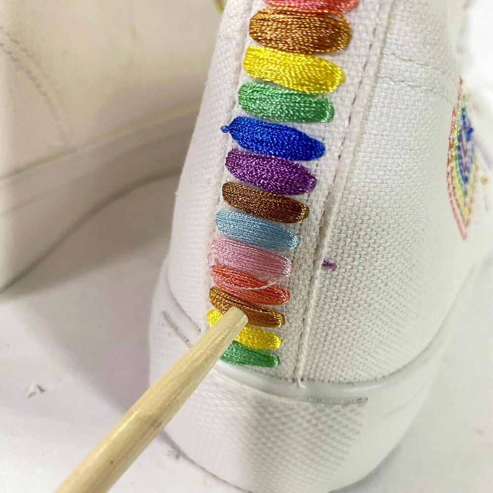 American Eagle Trust In Love High Top Sneakers Women Sz 10 Multicolor NWOT Read - Picture 14 of 16